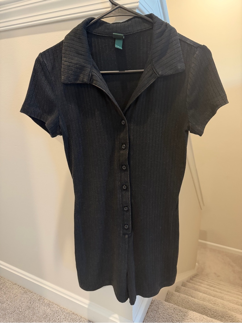 Black Ribbed Romper